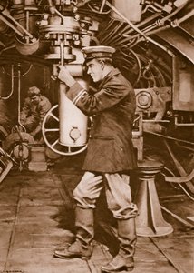 British Submarine Officer Examining the Periscope