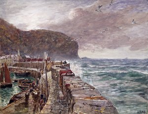 Clovelly Pier by Charles Napier Hemy