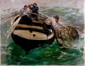Hauling in Lobster Pots by Charles Napier Hemy