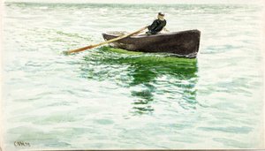 Man Rowing a Dinghy by Charles Napier Hemy