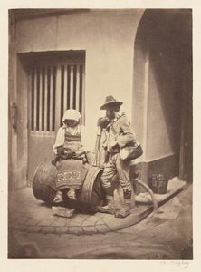 Italian Street Musicians at Entrance to 21, Quai de Bourbon by Charles Nègre