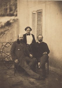 Portrait of Rachel Félix and Two Unidentified Men on a Balcony by Charles Nègre