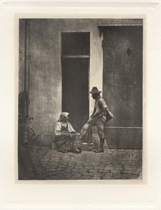 Plate IV – Pifferaro Standing and Italian Peasant Seated, in the Court of 21 Quai Bourbon