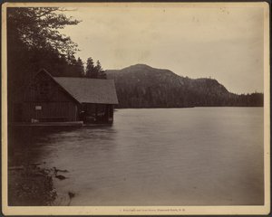 Echo Lake and Boat House, Franconia Notch, New Hampshire by Charles P. Hibbard