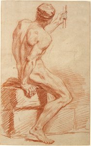 Study of a Nude: Seated Man, Back View by Charles Parrocel
