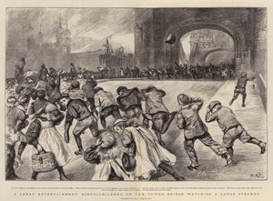 A Cheap Entertainment, Schoolchildren on the Tower Bridge Watching a Large Steamer