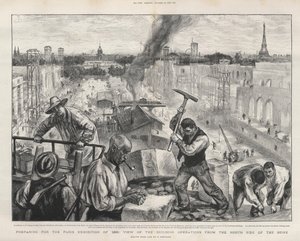 Preparing for the Paris exhibition of 1900: view of the building operations from the north side of the Seine