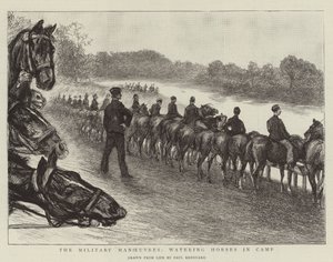 The Military Manoeuvres, Watering Horses in Camp by Charles Paul Renouard