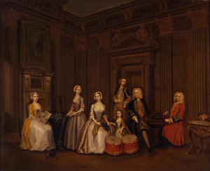 Portrait of Algernon Seymour, Lord Hertford with Colonel Tomkins Wardour, Colonel Browne, Lord Beauchamp, Frances, Lady Hertford, Lady Elizabeth Seymour, and Miss Herbert by Charles Philips