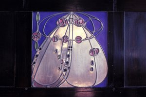 Furniture designed for No. 120 Mains Street, Glasgow, Black cabinet with inlaid plaque, 1904 by Charles Rennie Mackintosh