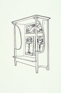 Line drawing of furniture (a cupboard), c.1910 by Charles Rennie Mackintosh