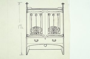 Line drawing of furniture (a dressing table), c.1910