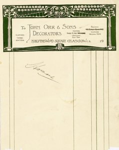 Stationery Design for John Orr & Sons, Glasgow by Charles Rennie Mackintosh