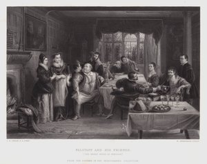 Falstaff and His Friends (engraving) by Charles Robert (after) Leslie