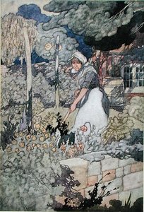 A cottage garden by Charles Robinson