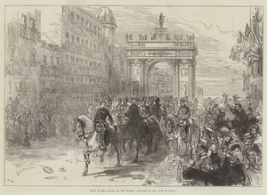 Entry of King Alfonso XII into Madrid, Procession in the Calle de Alcala by Sir John Charles Robinson