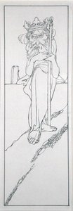 He held a sceptre in his hand and wore a crown upon his brow, illustration from 