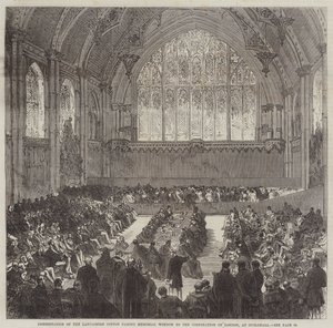 Presentation of the Lancashire Cotton Famine Memorial Window to the Corporation of London, at Guildhall by Sir John Charles Robinson