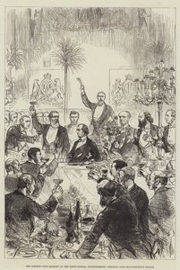 The Carlton Club Banquet at the Riding-School, Knightsbridge, drinking Lord Beaconsfield