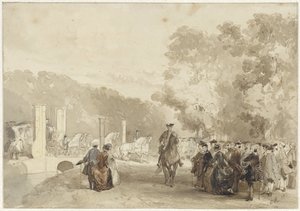 Coach of the Prince, Driving from the Driveway of Huis ten Bosch by Charles Rochussen