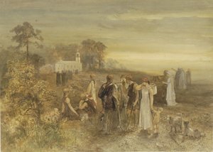 Monks Heading to a Church, Watched by a Group of Germans