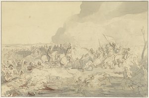 Battle Between Cavalry and Infantry in 16th-Century Attire by Charles Rochussen