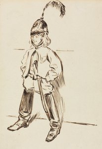 Study of a Child in Helmet and Boots by Charles Samuel Keene