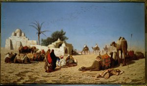 A Caravan Halted in the Desert by Charles Theodore Frere