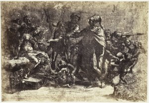 Photoreproduction of a Drawing by Raphael, Scene with Soldiers, a Naked Woman and an Angel