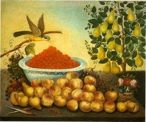 Still Life: Fruit, Bird, and Dwarf Pear Tree