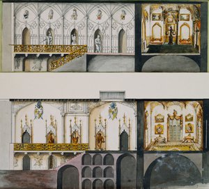Alternative Projects for the Hall, Gallery and Drawing - Room at Charleville Castle: Sections