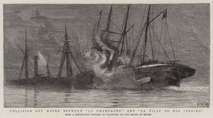 Collision off Havre Between La Champagne and La Ville de Rio Janeiro by Charles William Wyllie