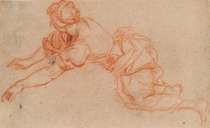 Young Woman Kneeling and Reaching Forward (verso) by Charles de la Fosse