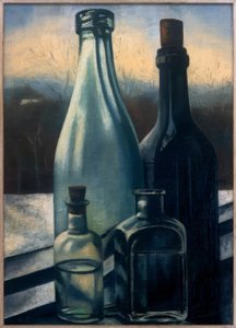 Bottles in Front of Winter Landscape