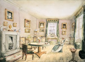 The Drawing Room, East Wood, Hay, from an Album of Interiors by Charlotte Bosanquet