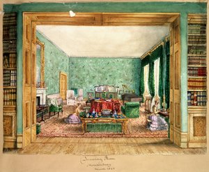 The Drawing Room at Meesdenbury, f13 from An Album of Interiors by Charlotte Bosanquet