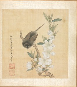 Paintings after Ancient Masters: A Bird and Peach-Blossom Branch by Chen Hongshou