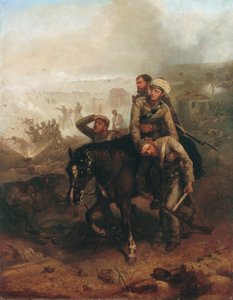 Lieutenant William George Cubitt earning the Victoria Cross at Lucknow during the Indian Mutiny on 30th June 1857 by Chevalier Louis William Desanges