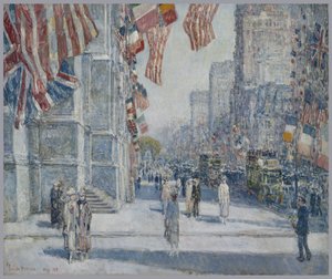 Early Morning on the Avenue in May 1917 by Childe Frederick Hassam