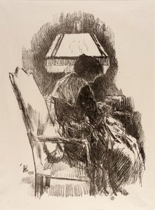 Mrs. Hassam, Knitting by Childe Hassam