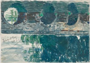 The Bridge at Grez [verso] by Childe Hassam