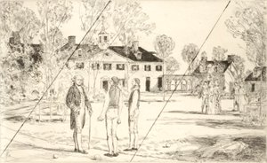 Washington at Mount Vernon (cancelled plate from the portfolio "The Bicentennial Pageant of George Washington") by Childe Hassam