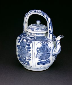 Blue and white kraak wine pot, Wanli, 1590-1610 by Chinese School