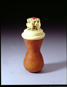 Chinese gourd and ivory cricket cage by Chinese School