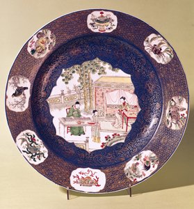 Circular dish with a musical scene, Kangxi Period by Chinese School
