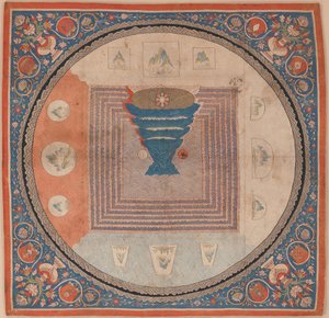 Cosmological mandala with Mount Meru by Chinese School