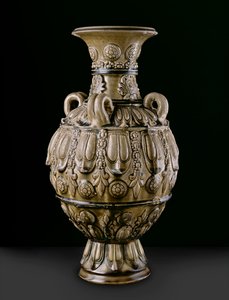 Greenware Jar with Moulded Decorations, Yue Kiln-site, Six Dynasties Period by Chinese School