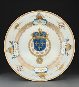 Large armorial charger with the arms of the King of France