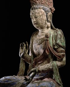 Large seated bodhisattva with hands raised, Jin dynasty (1115-1234) (detail)
