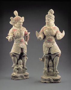 Pair of Lokapala figures, Tang Dynasty by Chinese School